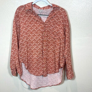 The Odells Joey Blouse Button Down Orange size small